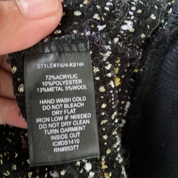 Anthropologie x Sanctuary Black Multicolor Weave Vneck Sweater, Size Xsmall - Picture 7 of 7